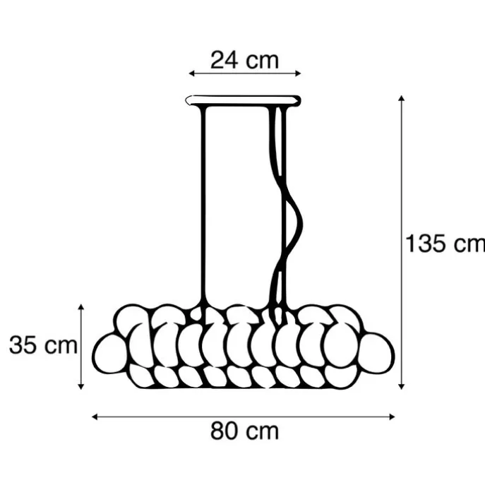 Art-Deco-Hängeleuchte schwarz mit Rauchglas 8-flammig - Uvas