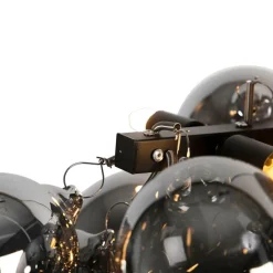 Art-Deco-Hängeleuchte schwarz mit Rauchglas 8-flammig - Uvas