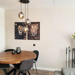 Art-Deco-Pendelleuchte schwarz mit Rauchglas 3-flammig - Pallon