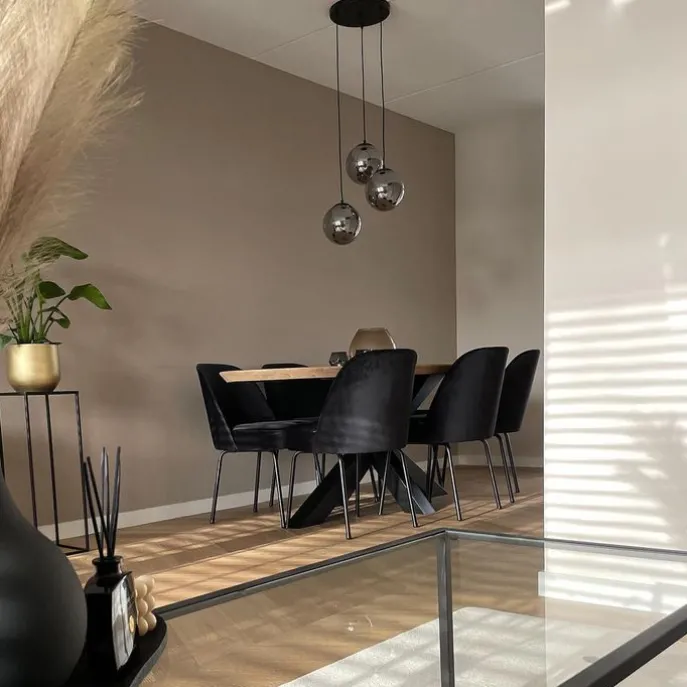 Art-Deco-Pendelleuchte schwarz mit Rauchglas 3-flammig - Pallon