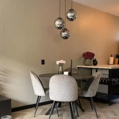 Art-Deco-Pendelleuchte schwarz mit Rauchglas 3-flammig - Pallon