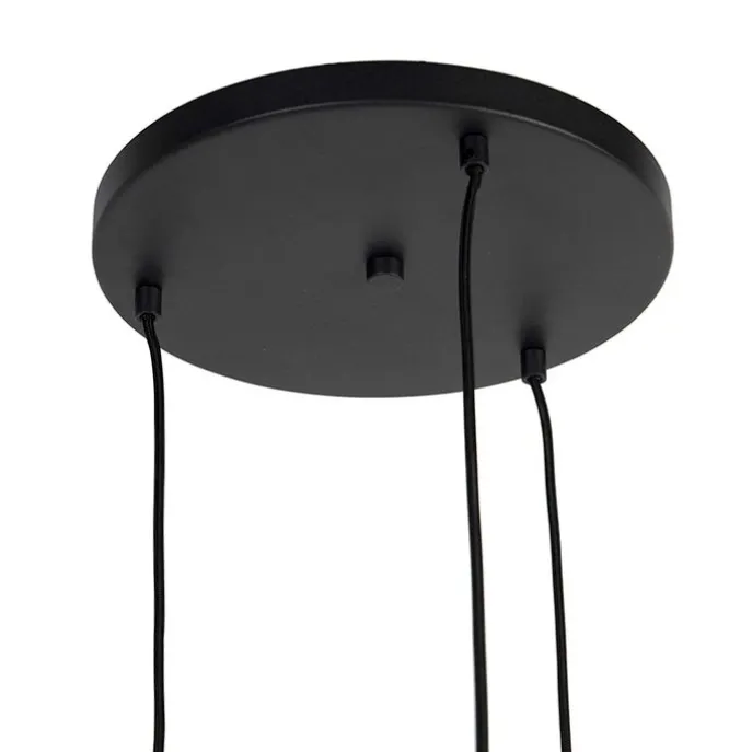 Art-Deco-Pendelleuchte schwarz mit Rauchglas 3-flammig - Pallon