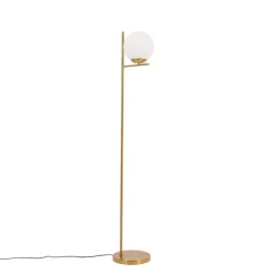 Art-Deco-Stehlampe aus Gold und Opalglas – Flore