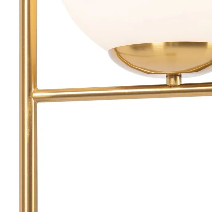 Art-Deco-Stehlampe aus Gold und Opalglas – Flore
