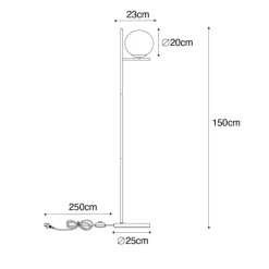 Art-Deco-Stehlampe aus Gold und Opalglas – Flore
