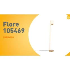 Art-Deco-Stehlampe aus Gold und Opalglas – Flore