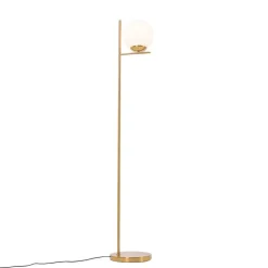 Art-Deco-Stehlampe aus Gold und Opalglas – Flore