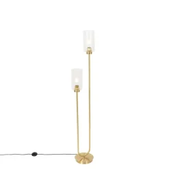 Art-Deco-Stehlampe Gold mit Glas 2-flammig - Laura