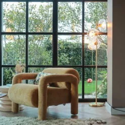 Art-Deco-Stehlampe Gold mit Glas 3-flammig - Ayesha