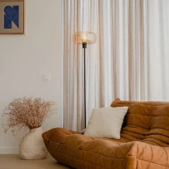 Art-Deco-Stehlampe schwarz mit braunem Glas - Bizle