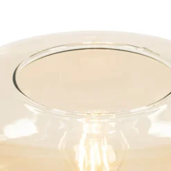 Art-Deco-Stehlampe schwarz mit braunem Glas - Bizle