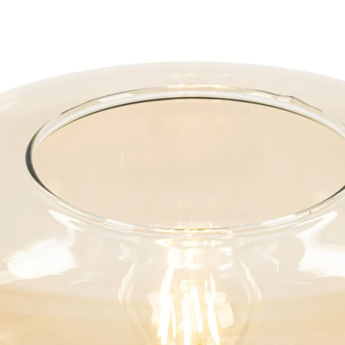 Art-Deco-Stehlampe schwarz mit braunem Glas - Bizle