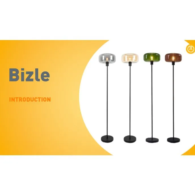 Art-Deco-Stehlampe schwarz mit braunem Glas - Bizle