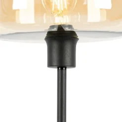 Art-Deco-Stehlampe schwarz mit braunem Glas - Bizle