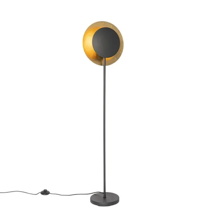 Art-Deco-Stehlampe schwarz mit Gold - Emilienne
