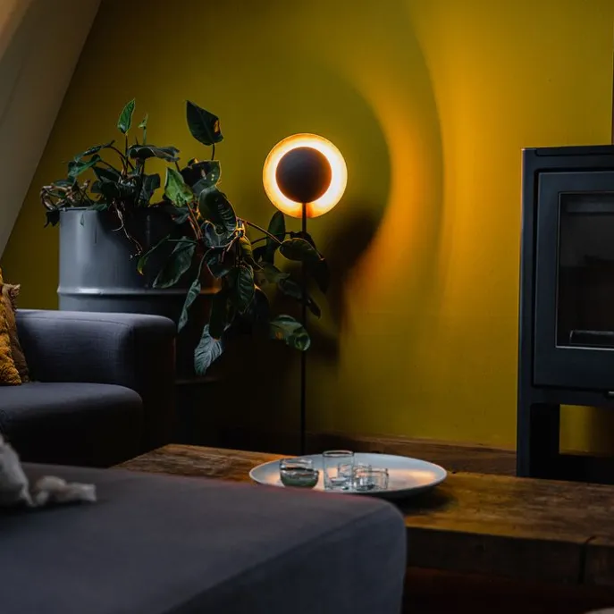 Art-Deco-Stehlampe schwarz mit Gold - Emilienne