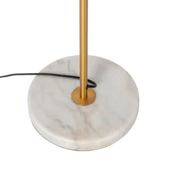 Art-Deco-Stehleuchte aus Bronze mit Marmor und bernsteinfarbenem Glas – Nina