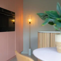 Art-Deco-Stehleuchte aus Messing mit klarem Glas - Rid