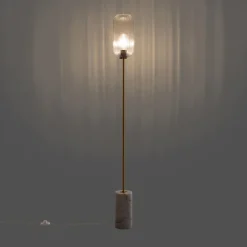 Art-Deco-Stehleuchte aus Messing mit klarem Glas - Rid