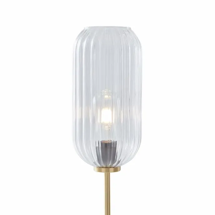 Art-Deco-Stehleuchte aus Messing mit klarem Glas - Rid