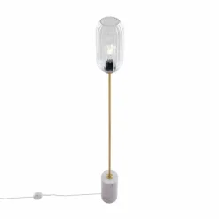 Art-Deco-Stehleuchte aus Messing mit klarem Glas - Rid