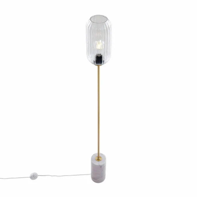 Art-Deco-Stehleuchte aus Messing mit klarem Glas - Rid