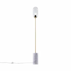 Art-Deco-Stehleuchte aus Messing mit klarem Glas - Rid