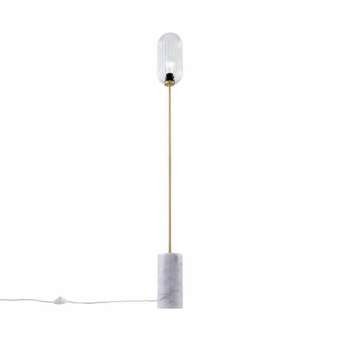 Art-Deco-Stehleuchte aus Messing mit klarem Glas - Rid