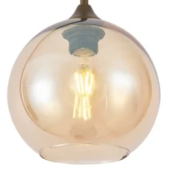 Art-Deco-Stehleuchte Dunkelbronze mit bernsteinfarbenem Glas - Sandra