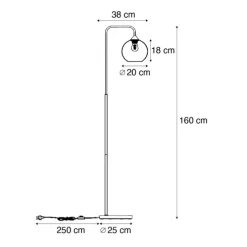 Art-Deco-Stehleuchte Dunkelbronze mit bernsteinfarbenem Glas - Sandra