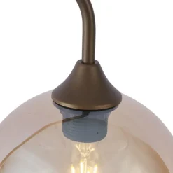 Art-Deco-Stehleuchte Dunkelbronze mit bernsteinfarbenem Glas - Sandra