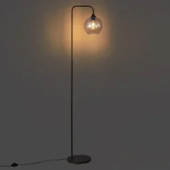 Art-Deco-Stehleuchte Dunkelbronze mit bernsteinfarbenem Glas - Sandra