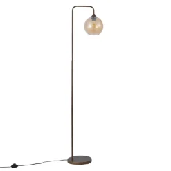 Art-Deco-Stehleuchte Dunkelbronze mit bernsteinfarbenem Glas - Sandra