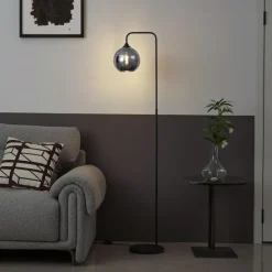 Art-Deco-Stehleuchte schwarz mit Rauchglas – Sandra