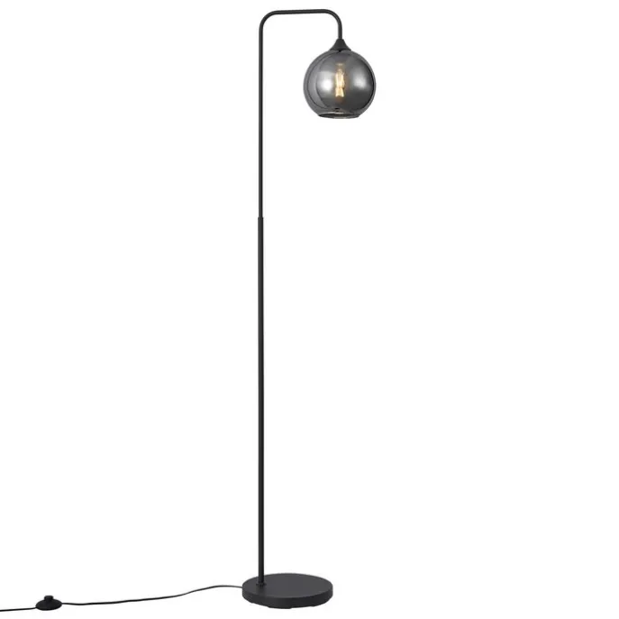 Art-Deco-Stehleuchte schwarz mit Rauchglas – Sandra