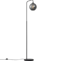 Art-Deco-Stehleuchte schwarz mit Rauchglas – Sandra