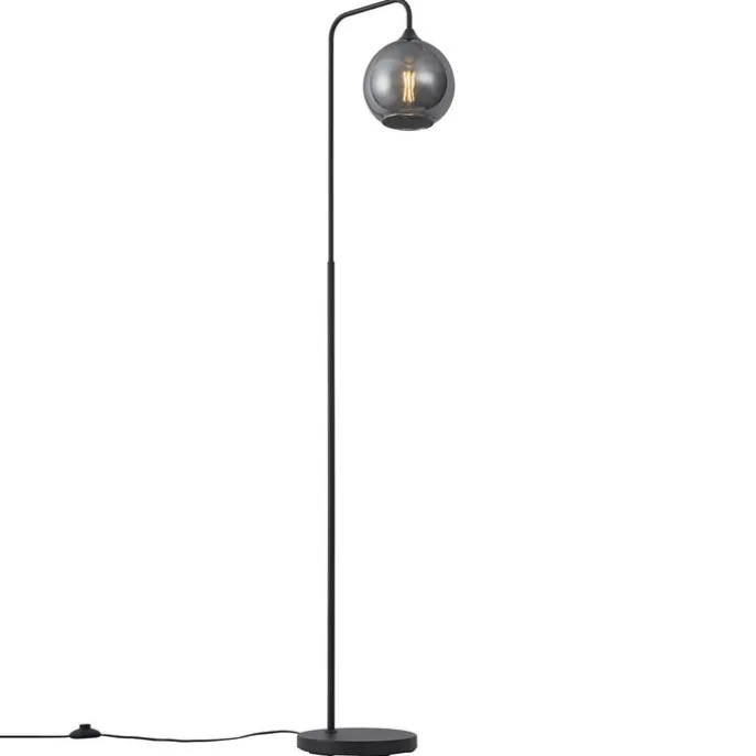 Art-Deco-Stehleuchte schwarz mit Rauchglas – Sandra