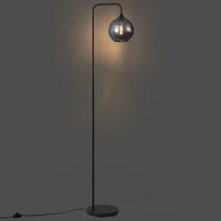 Art-Deco-Stehleuchte schwarz mit Rauchglas – Sandra