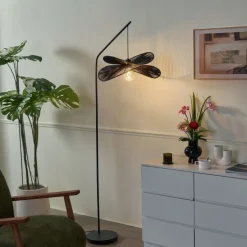 Art-Deco-Stehleuchte schwarz mit schwarzem Schirm - Nest