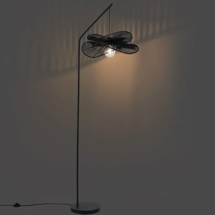 Art-Deco-Stehleuchte schwarz mit schwarzem Schirm - Nest