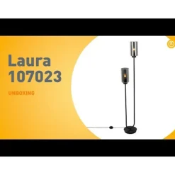 Art-Deco-Stehleuchte schwarz mit Rauchglas 2-flammig – Laura