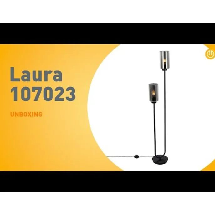 Art-Deco-Stehleuchte schwarz mit Rauchglas 2-flammig – Laura