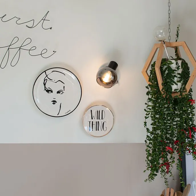 Art-Deco-Strahler schwarz mit Rauchglas - Vidro