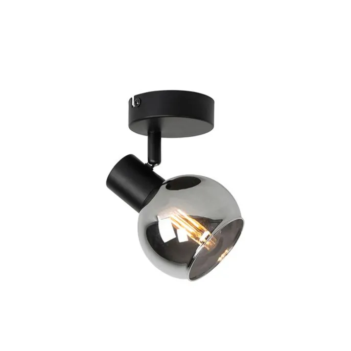 Art-Deco-Strahler schwarz mit Rauchglas - Vidro