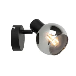 Art-Deco-Strahler schwarz mit Rauchglas - Vidro