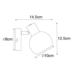 Art-Deco-Strahler schwarz mit Rauchglas - Vidro