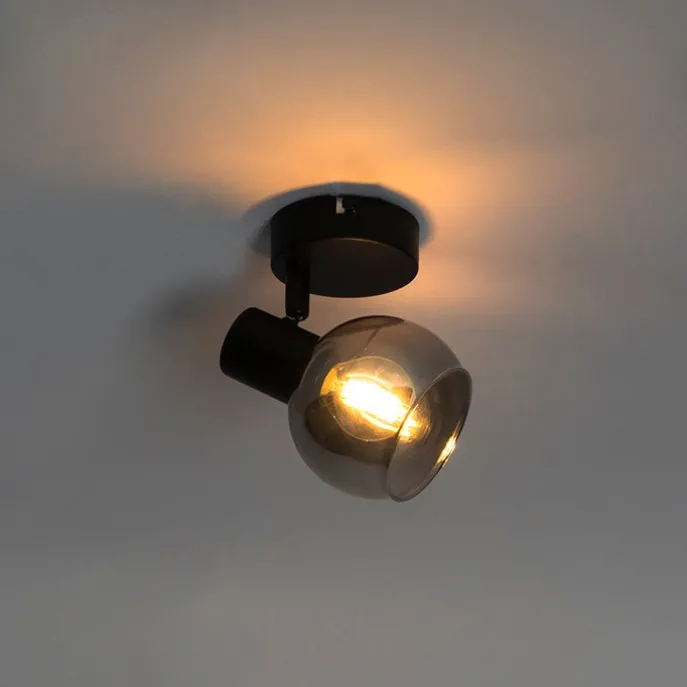 Art-Deco-Strahler schwarz mit Rauchglas - Vidro