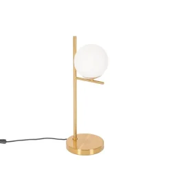 Art-Deco-Tischlampe aus Gold und Opalglas - Flore