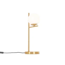 Art-Deco-Tischlampe aus Gold und Opalglas - Flore