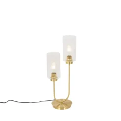 Art-Deco-Tischlampe Gold mit Glas 2-flammig - Laura